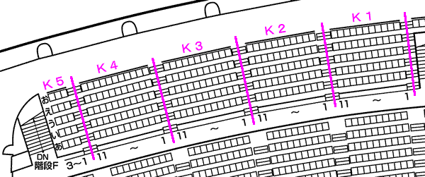北海きたえーる(北海道立総合体育センター)Kブロックの座席表・座席図