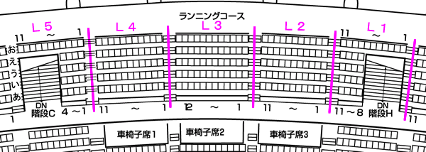 北海きたえーる(北海道立総合体育センター)Lブロックの座席表・座席図