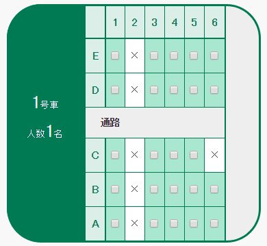 北海道新幹線1号車座席表