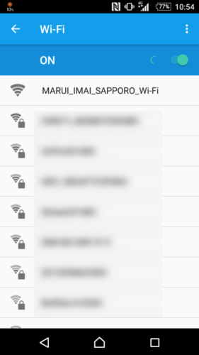 SSID「MARUI_IMAI_SAPPORO_Wi-Fi」を選択。