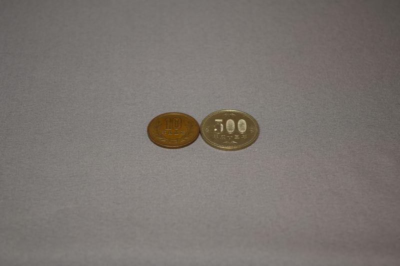 5cm　=　500円玉(2.65cm) + 10円玉(2.35cm)