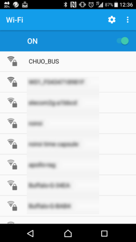 SSID「CHUO_BUS」を選択。