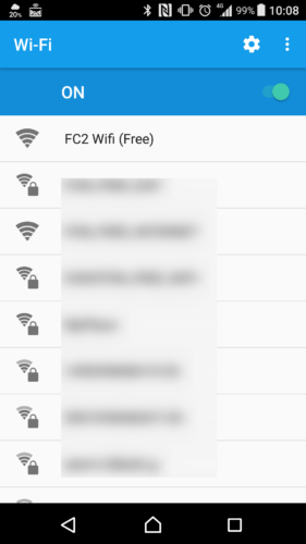 SSID「FC2 Wifi(Free)」を選択。