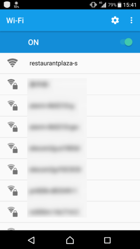 SSID「restaurantplaza-s」を選択。