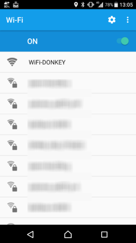 SSID「WiFi-DONKEY」を選択。